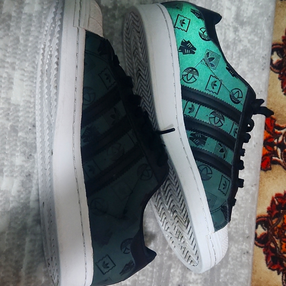Adidas Superstar Black Green Monogram Men's Size 9